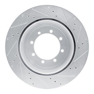 Ford F-450 Super Duty Brake Rotor (1) - Rear Left - R1 Concepts - Drilled & Slotted - Silver - `11-`22